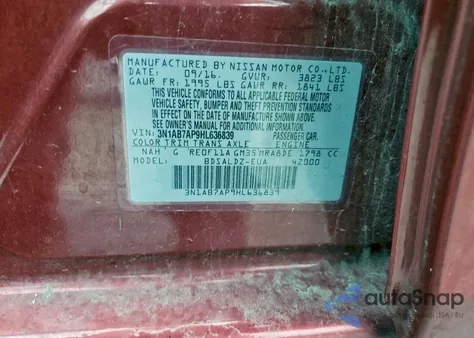2017 Nissan Sentra S from USA, damaged, VIN 3N1AB7AP9HL636839